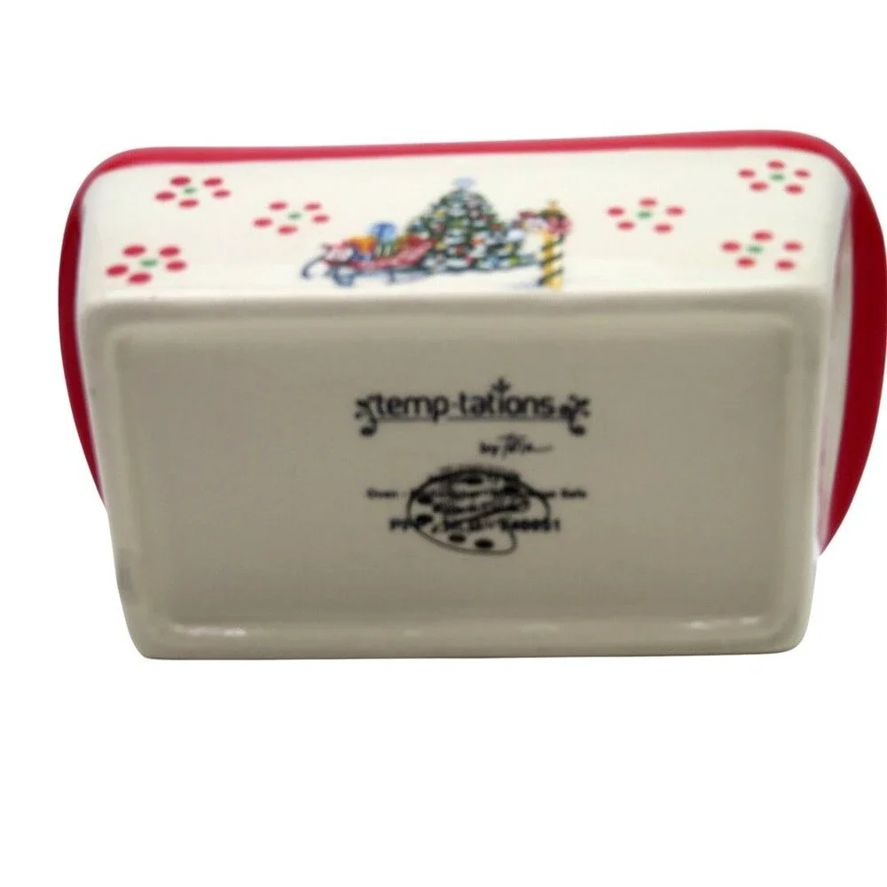 Temptations Old World Holiday Christmas Tree Sleigh Mini Loaf Pan & Storage Lid